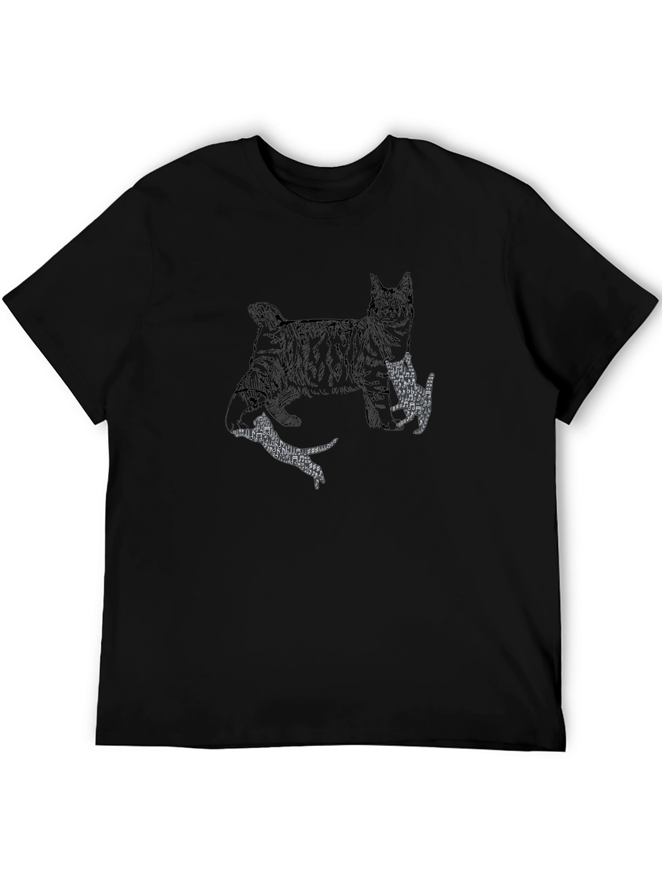 Cat Print Black Graphic Tee
