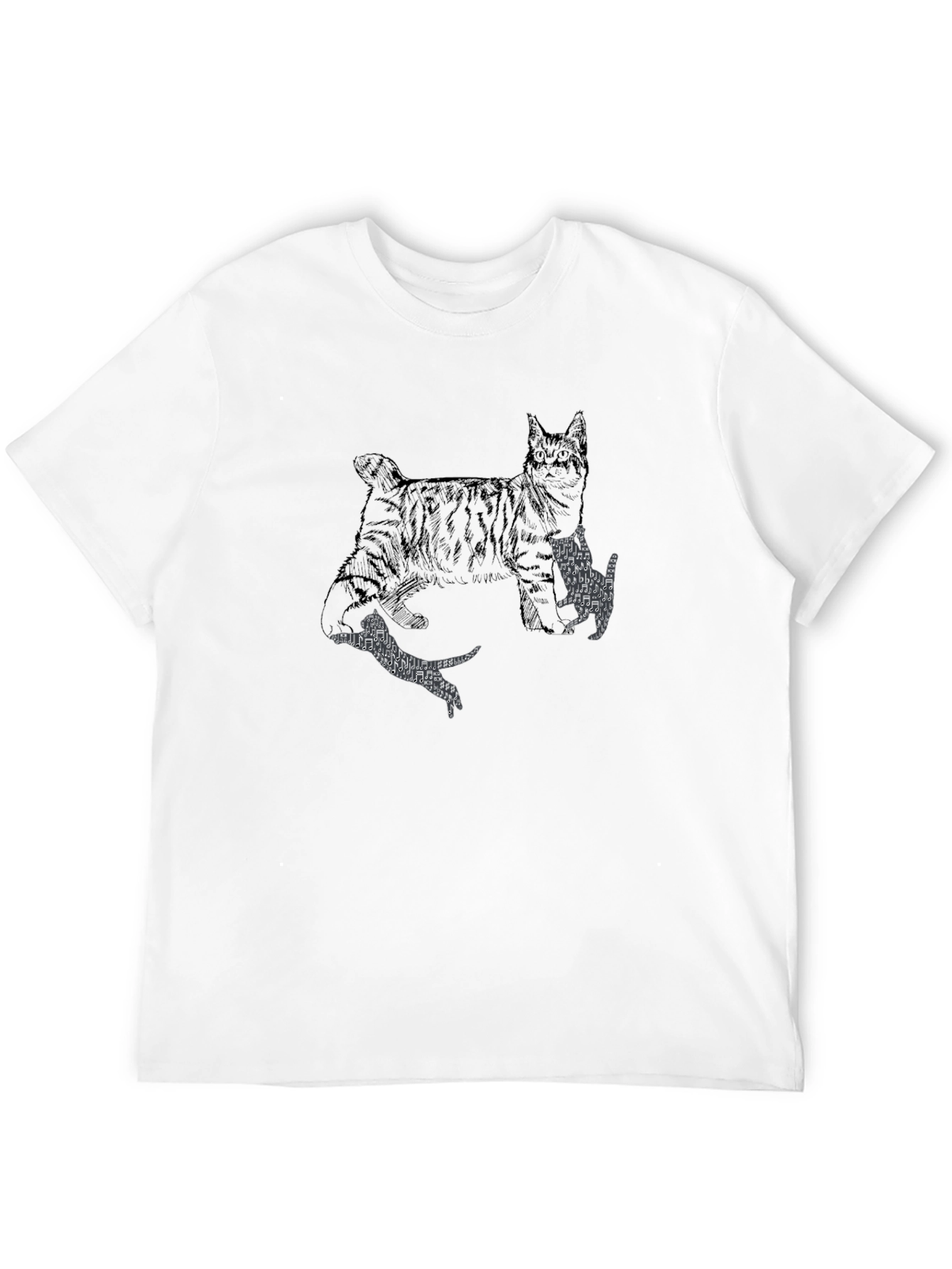 Cat Print Black Graphic Tee