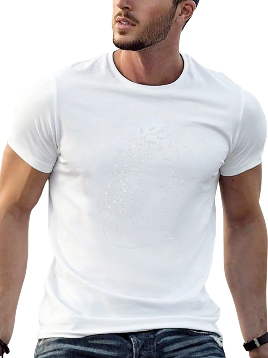 Abstract Woman Line Art Black Graphic Tee