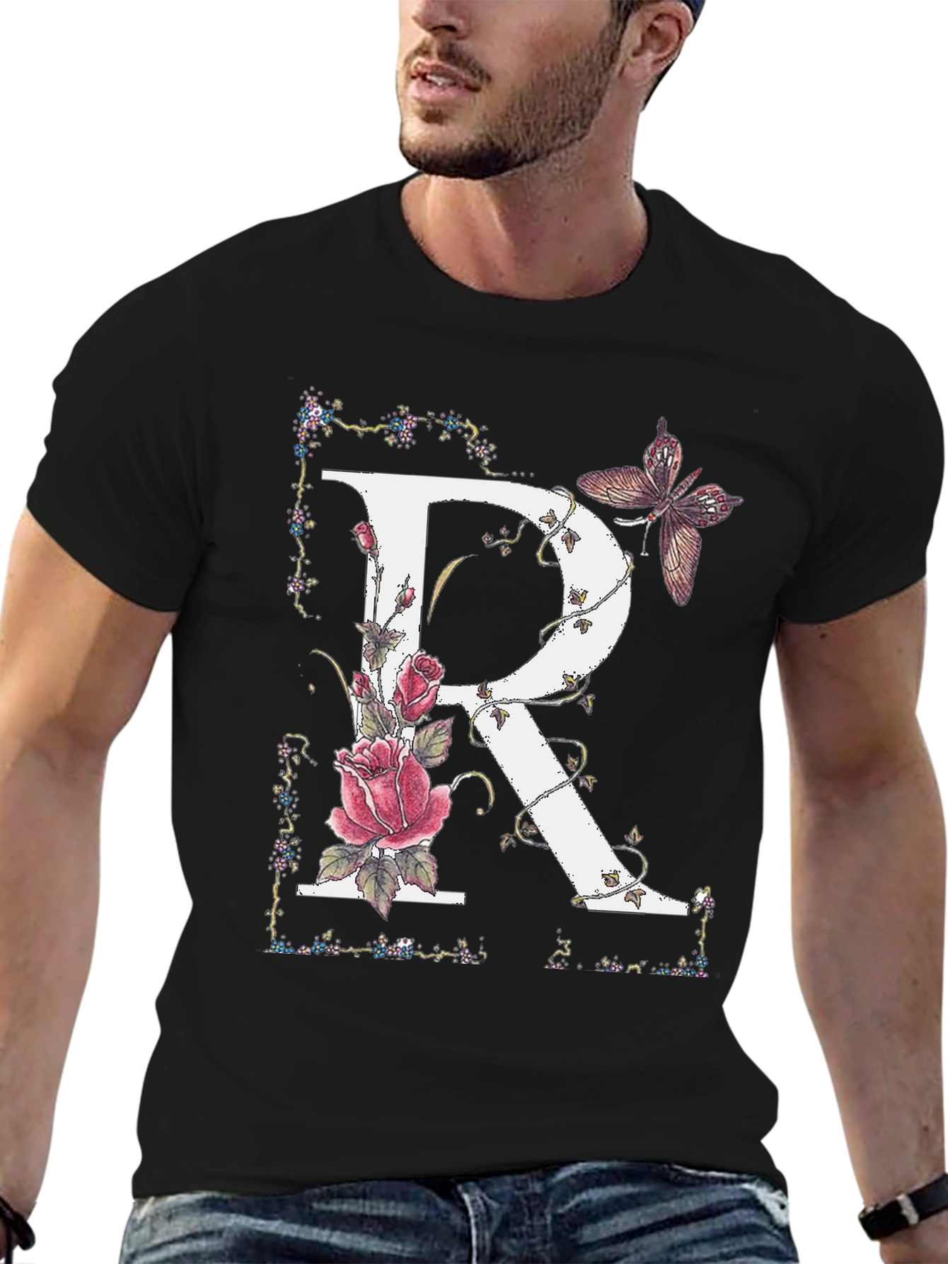 Floral Letter R Graphic Tee - Unisex