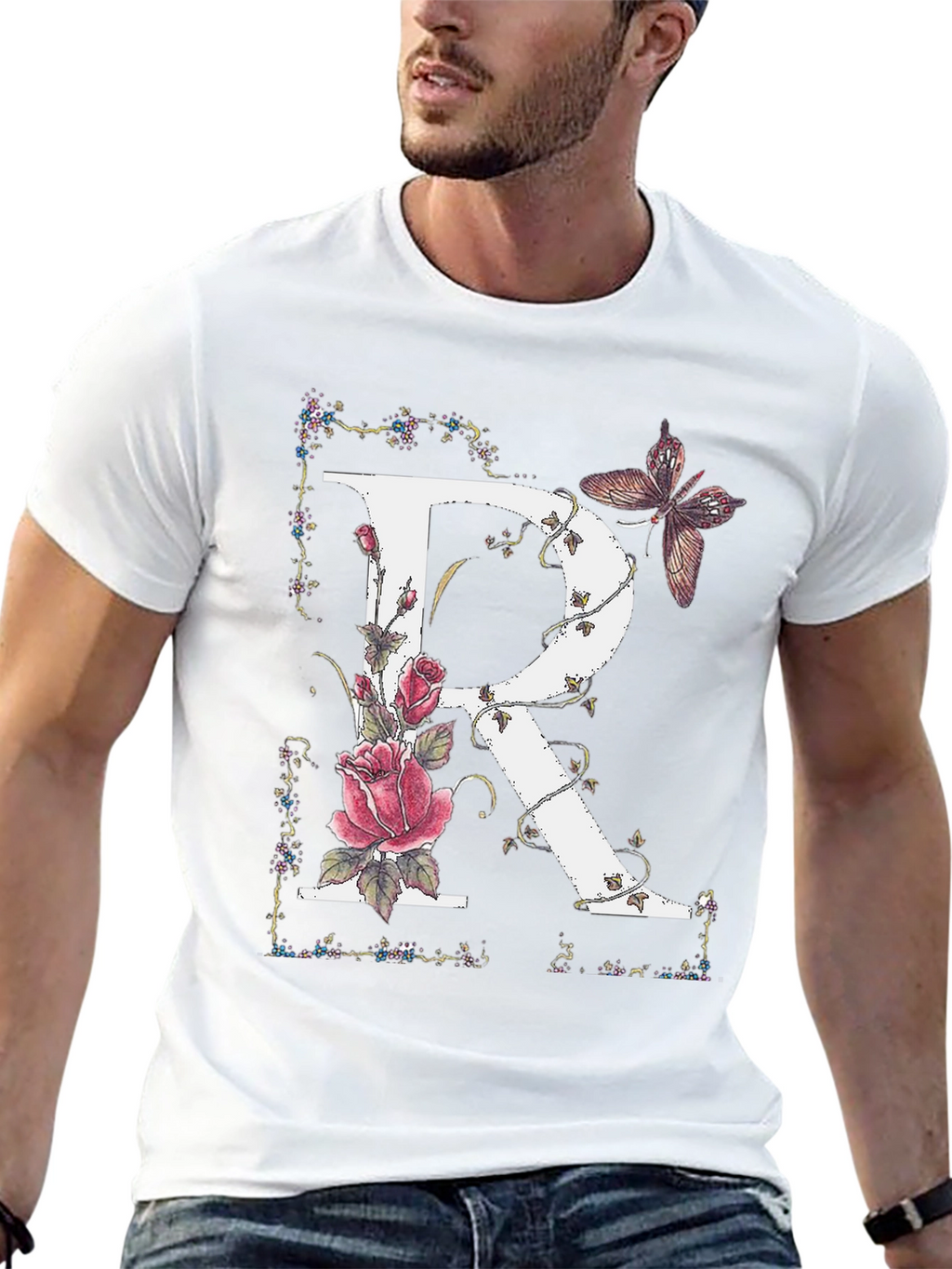 Floral Letter R Graphic Tee - Unisex