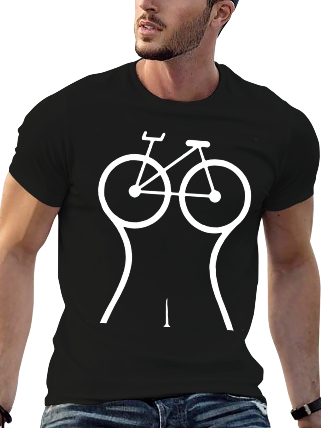 Funny Bicycle Boobs Graphic T-Shirt - Novelty Tee