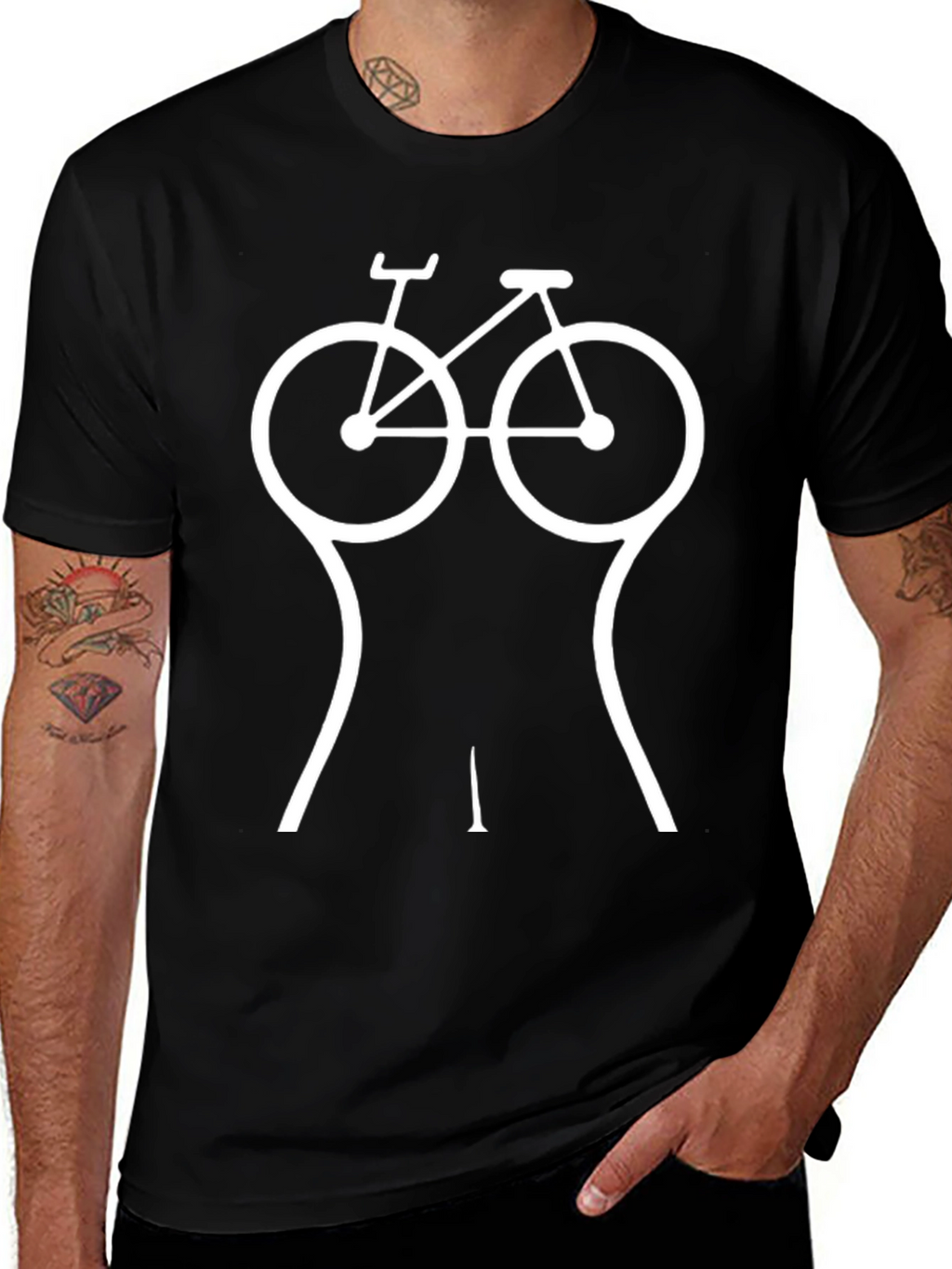 Funny Bicycle Boobs Graphic T-Shirt - Novelty Tee