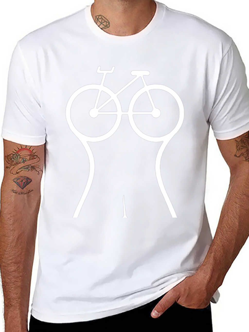 Funny Bicycle Boobs Graphic T-Shirt - Novelty Tee