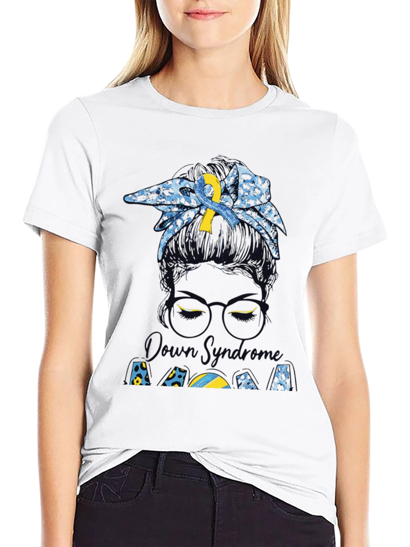 Down Syndrome Awareness Messy Bun T-Shirt