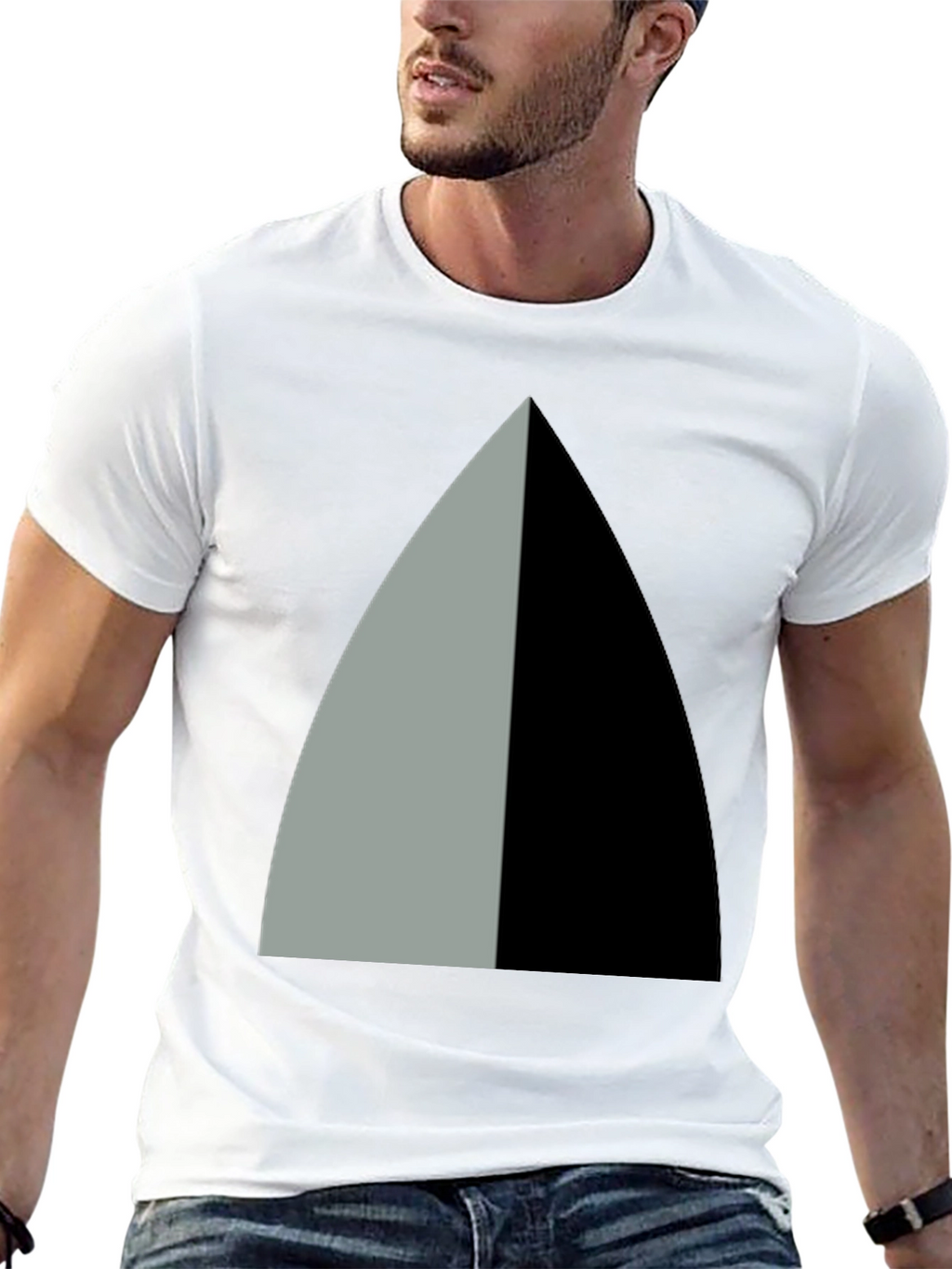 Abstract Geometric Tee - Black and Gray Graphic Design