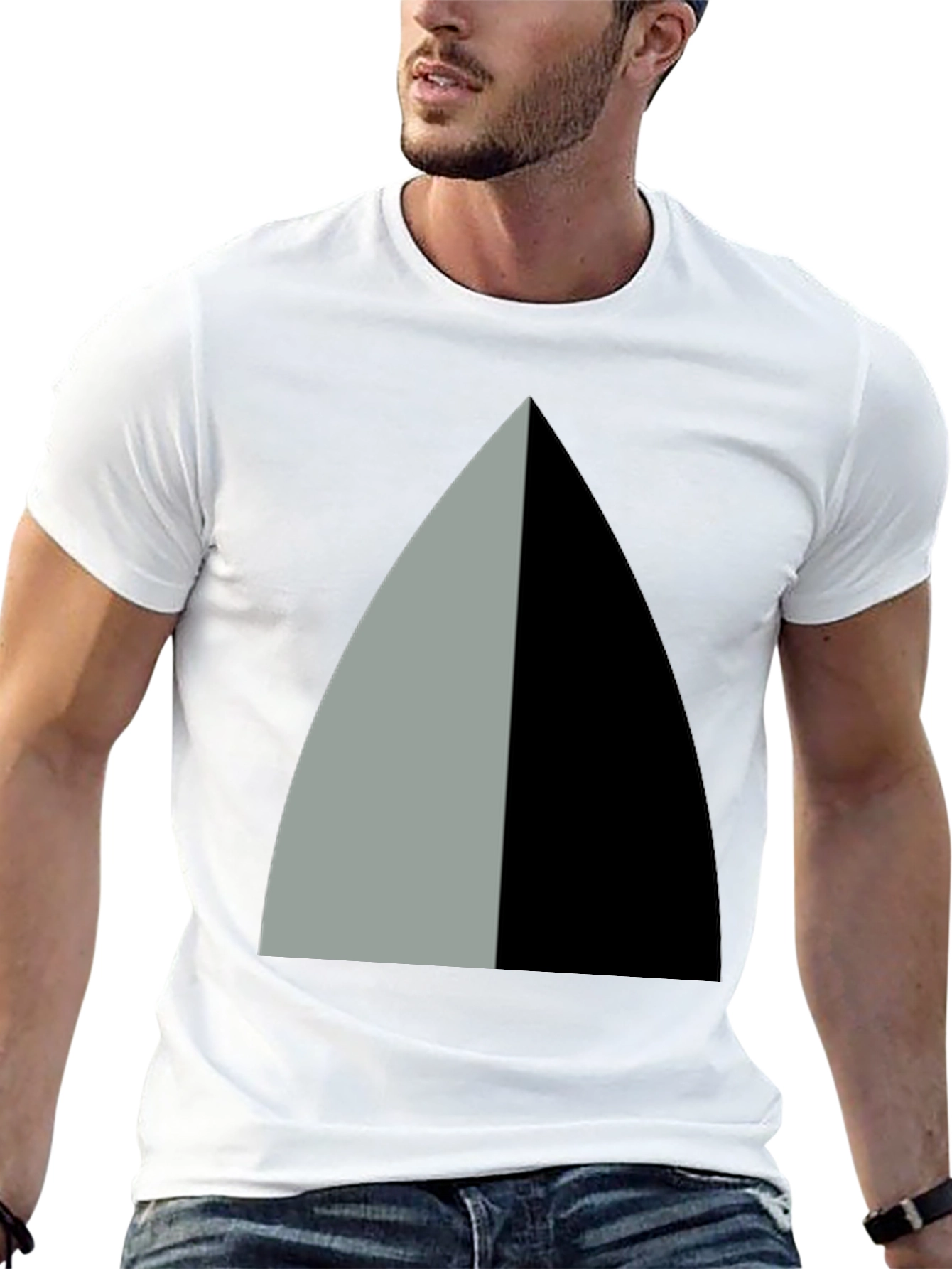 Abstract Geometric Tee - Black and Gray Graphic Design