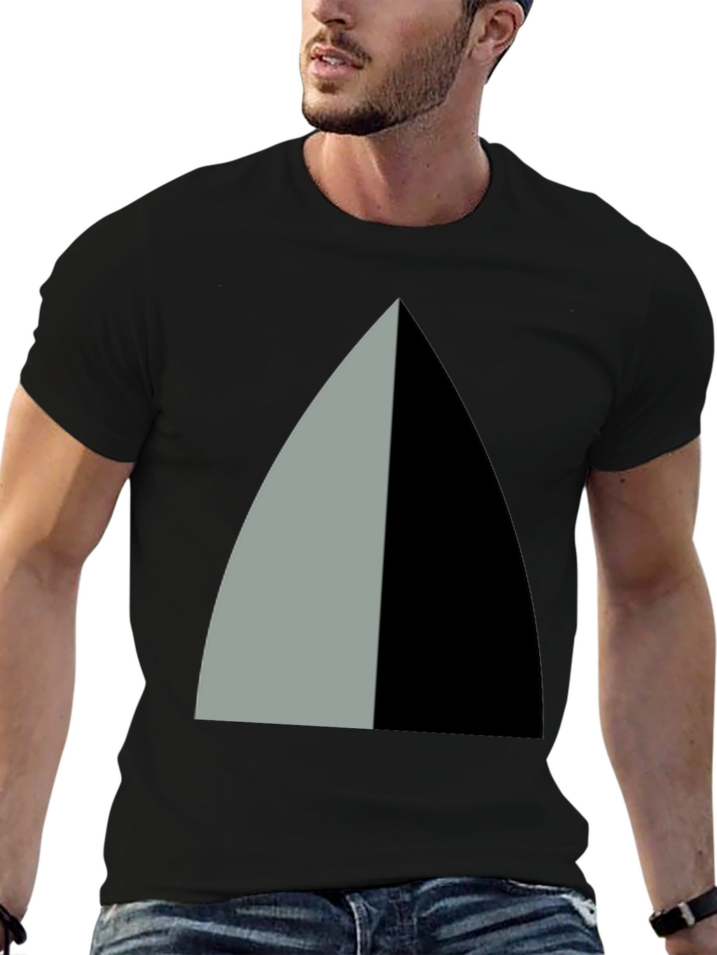 Abstract Geometric Tee - Black and Gray Graphic Design