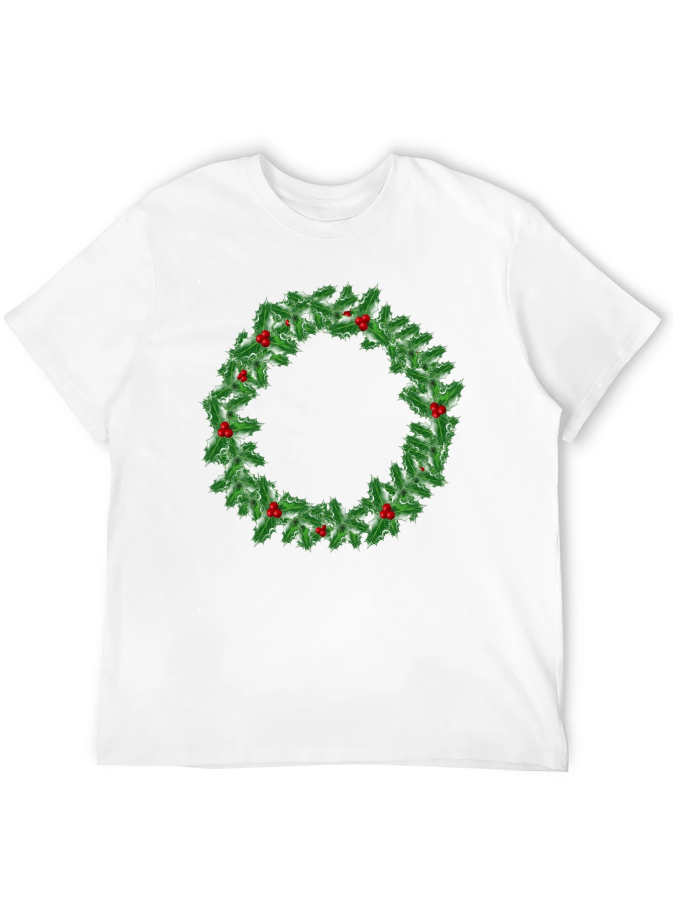 Holiday Holly Wreath Graphic Tee - Christmas Spirit