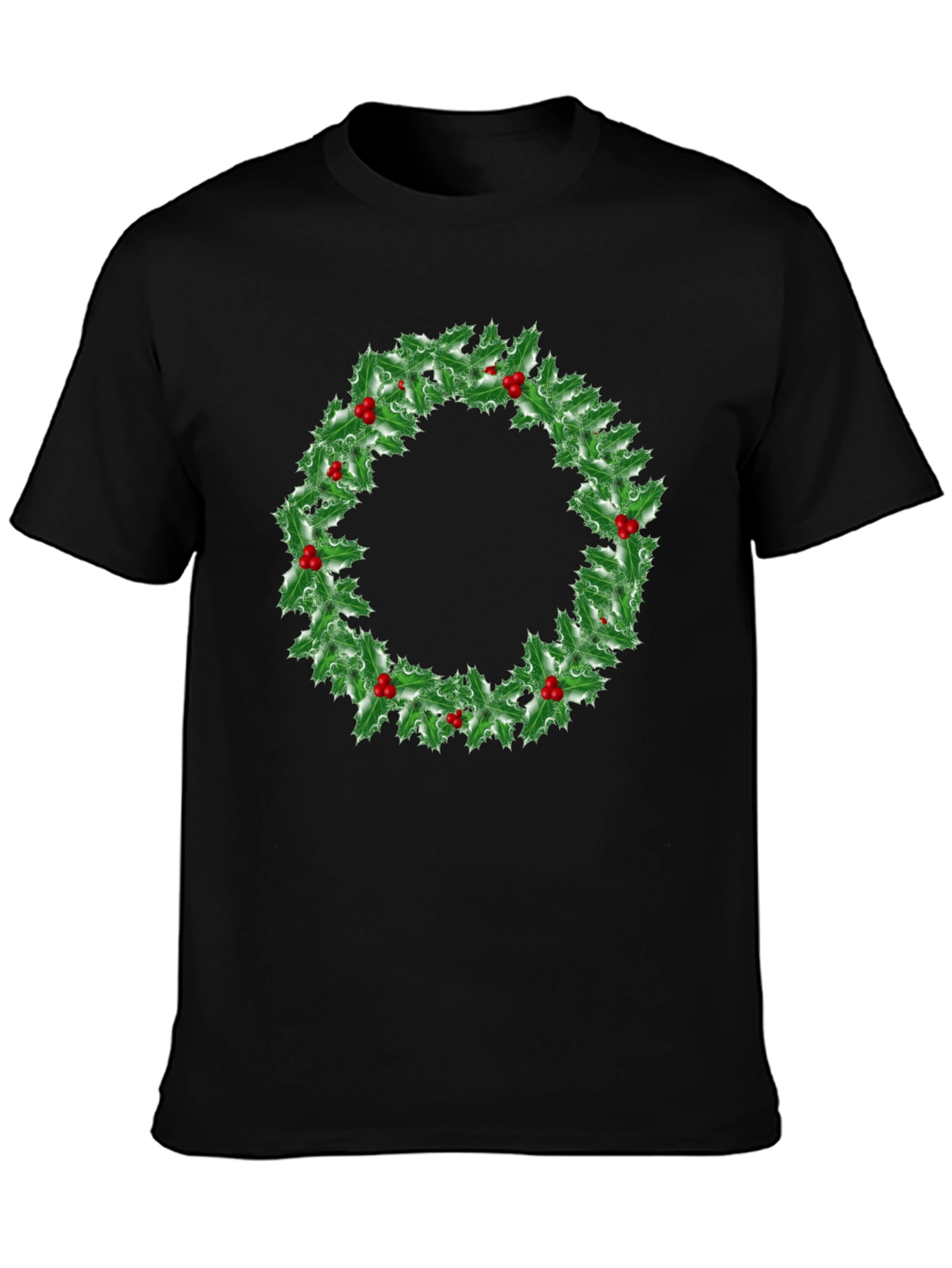 Holiday Holly Wreath Graphic Tee - Christmas Spirit