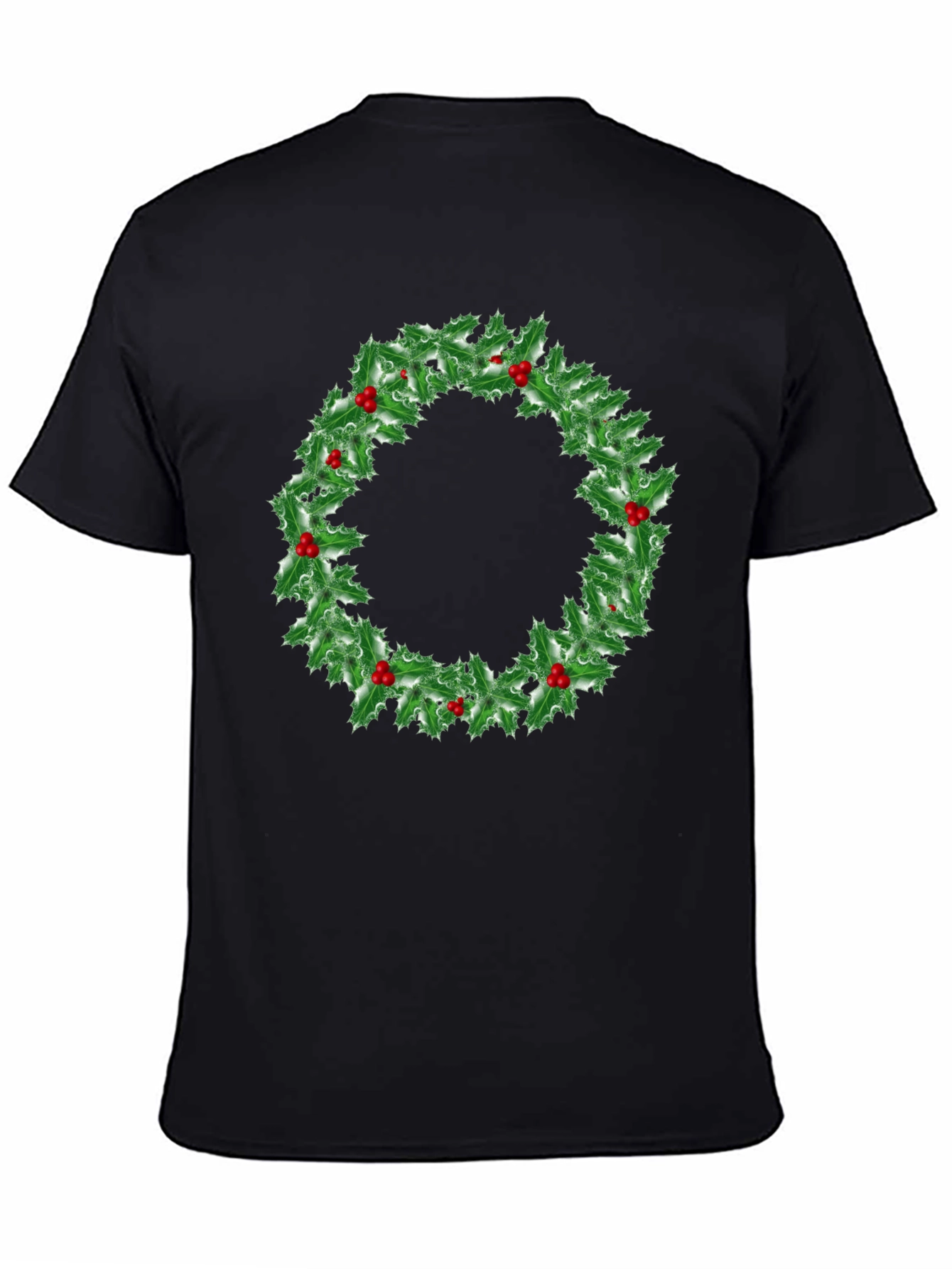Holiday Holly Wreath Graphic Tee - Christmas Spirit