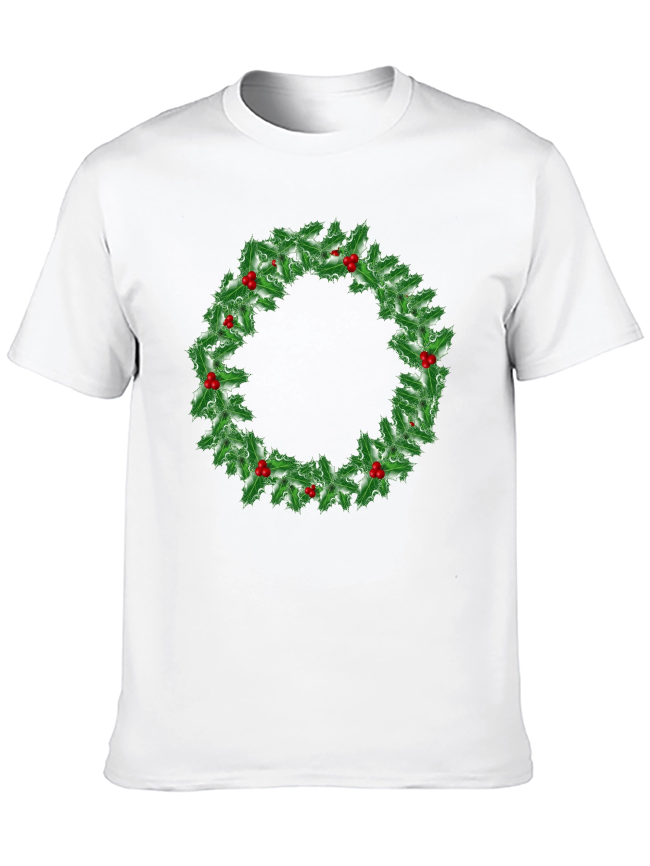 Holiday Holly Wreath Graphic Tee - Christmas Spirit