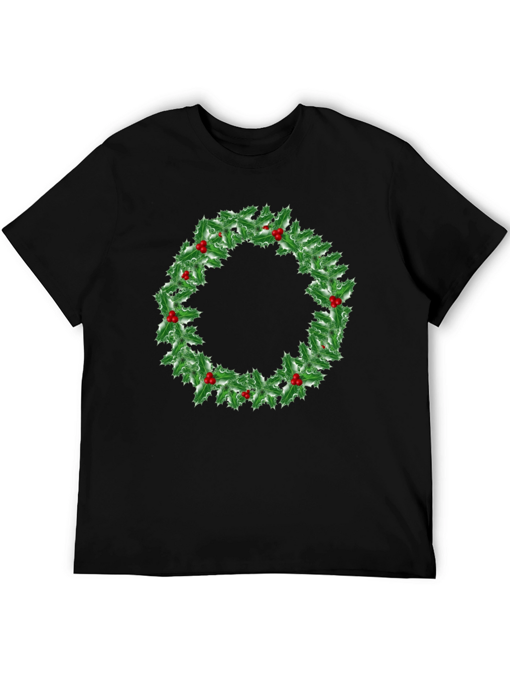 Holiday Holly Wreath Graphic Tee - Christmas Spirit