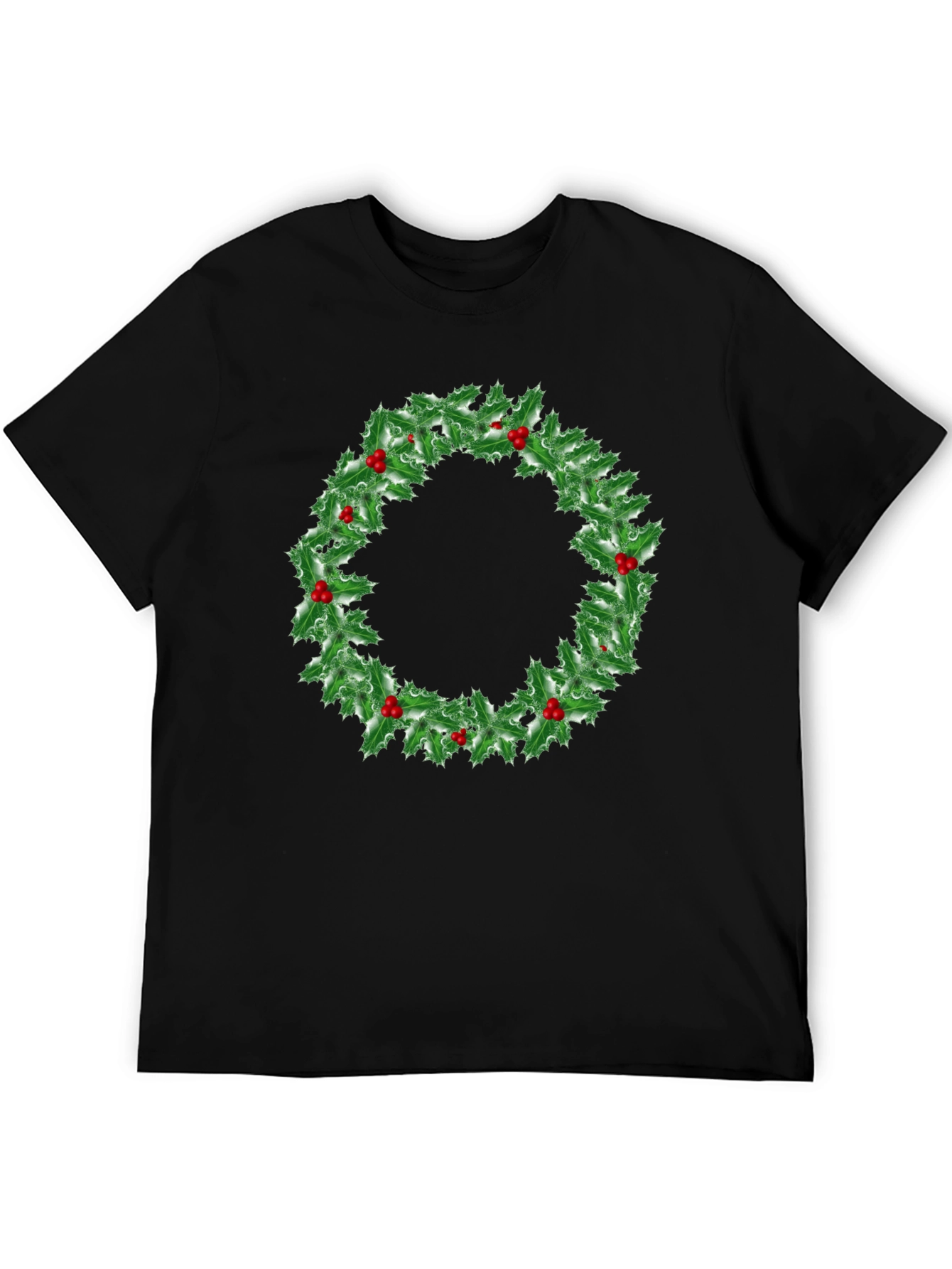 Holiday Holly Wreath Graphic Tee - Christmas Spirit