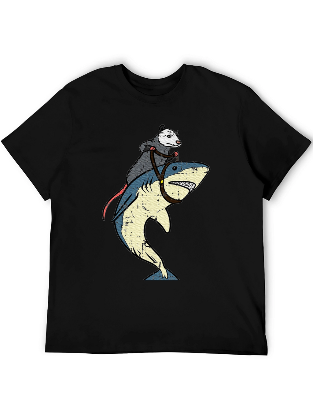Opossum Riding Shark Graphic T-Shirt