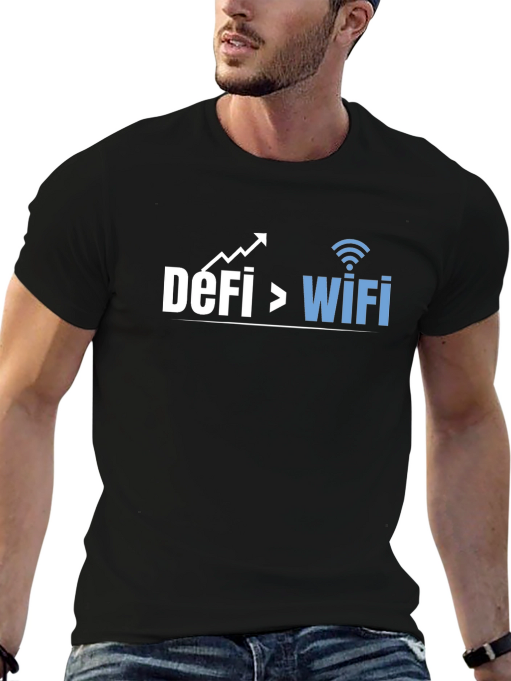 DeFi Over WiFi Crypto T-Shirt - Black Cotton Tee