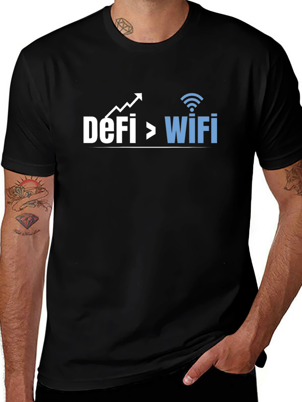 DeFi Over WiFi Crypto T-Shirt - Black Cotton Tee
