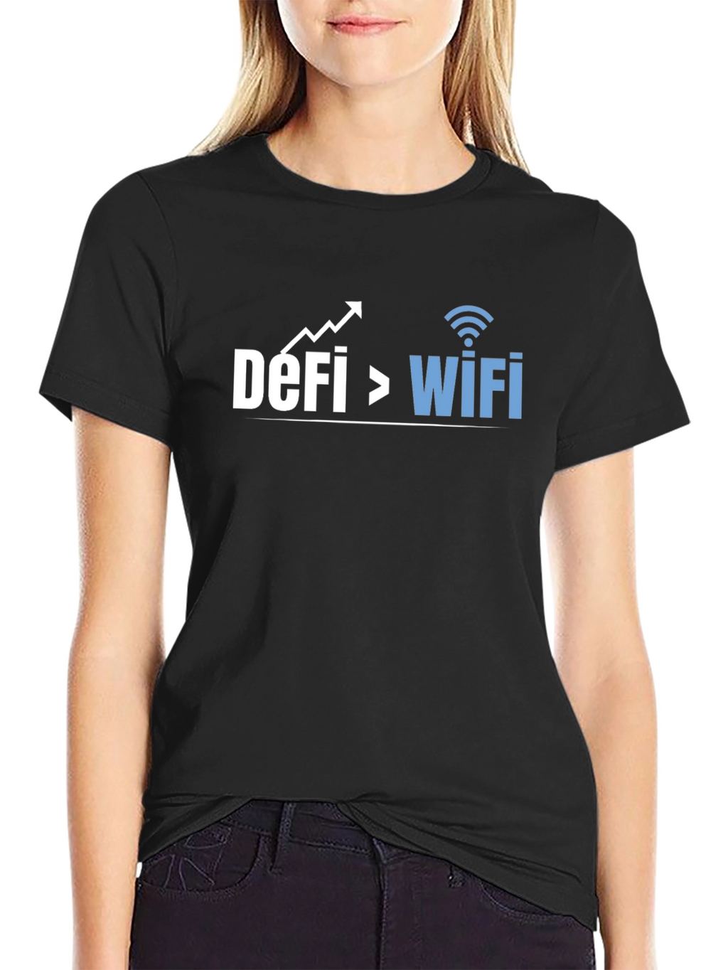 DeFi Over WiFi Crypto T-Shirt - Black Cotton Tee