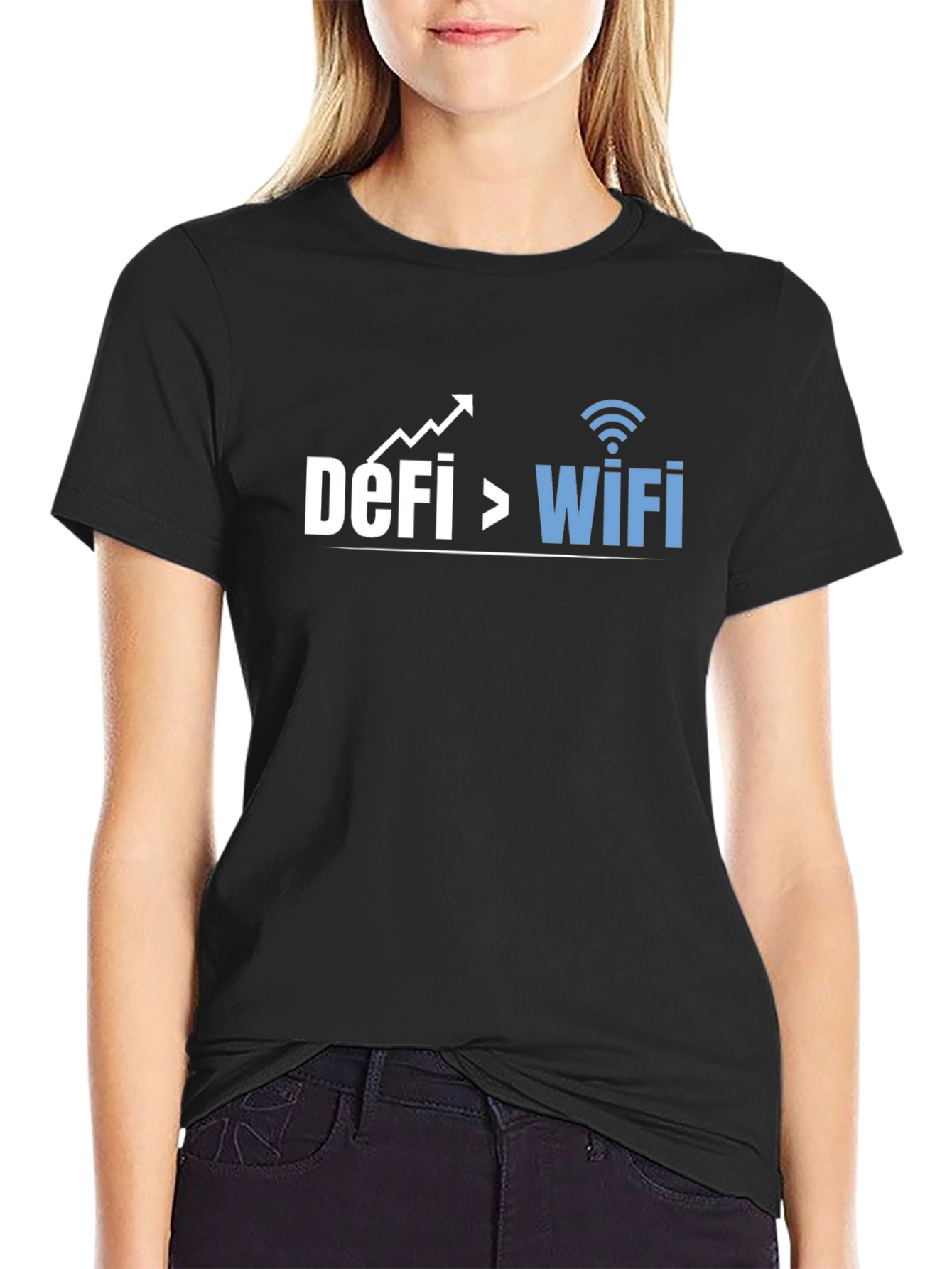 DeFi Over WiFi Crypto T-Shirt - Black Cotton Tee