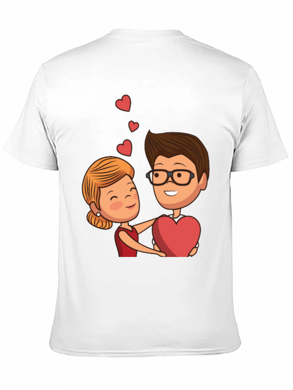 Cartoon Couple Heart Graphic Black T-Shirt