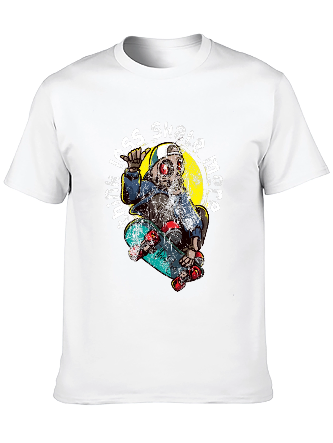 Skate More T-Shirt: Skull Skateboarder Tee