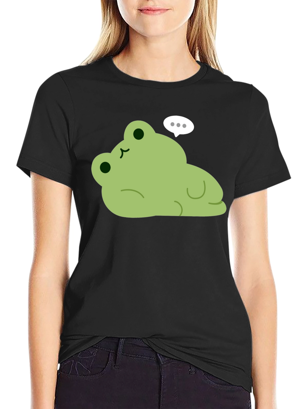 Cute Frog Graphic Black T-Shirt