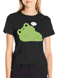 Cute Frog Graphic Black T-Shirt