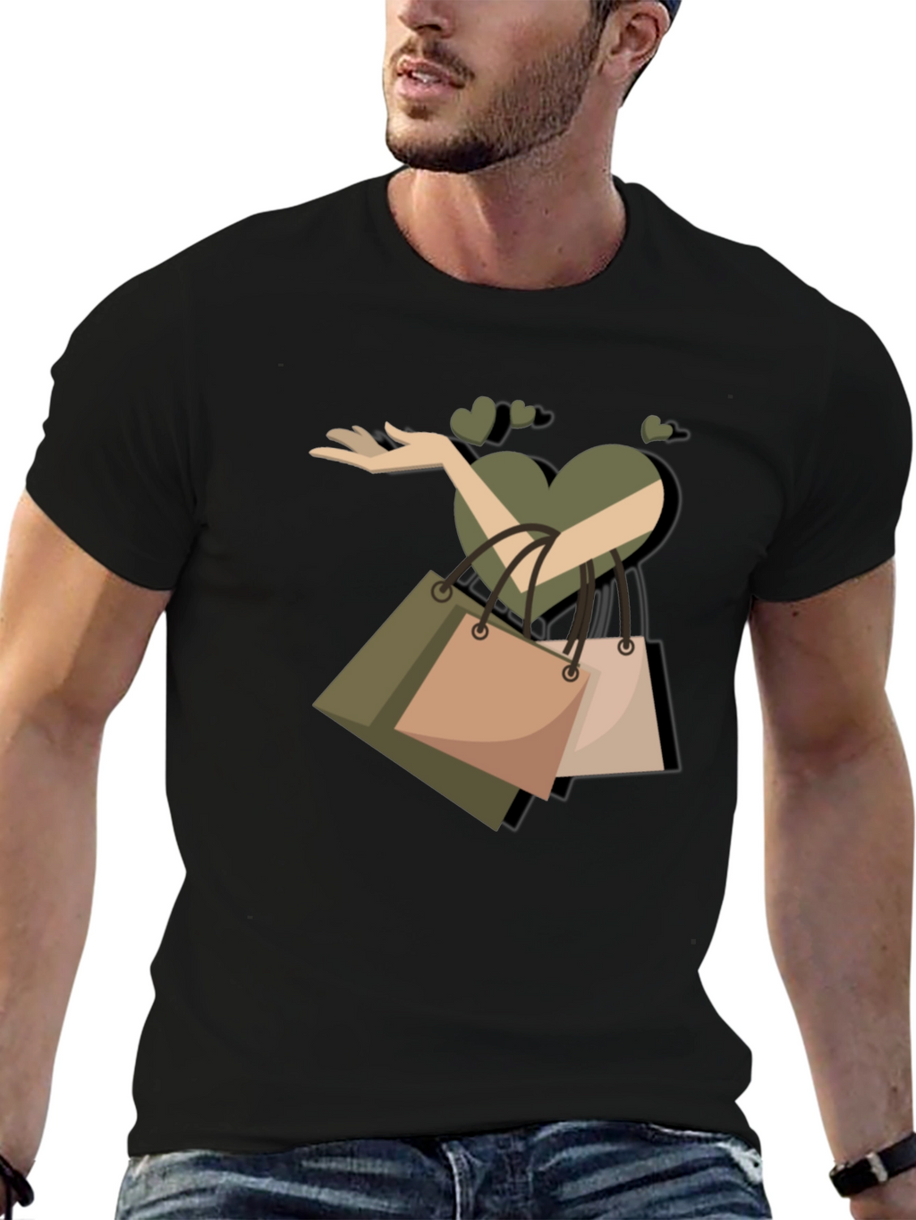 Love Shopping Graphic T-Shirt - Black