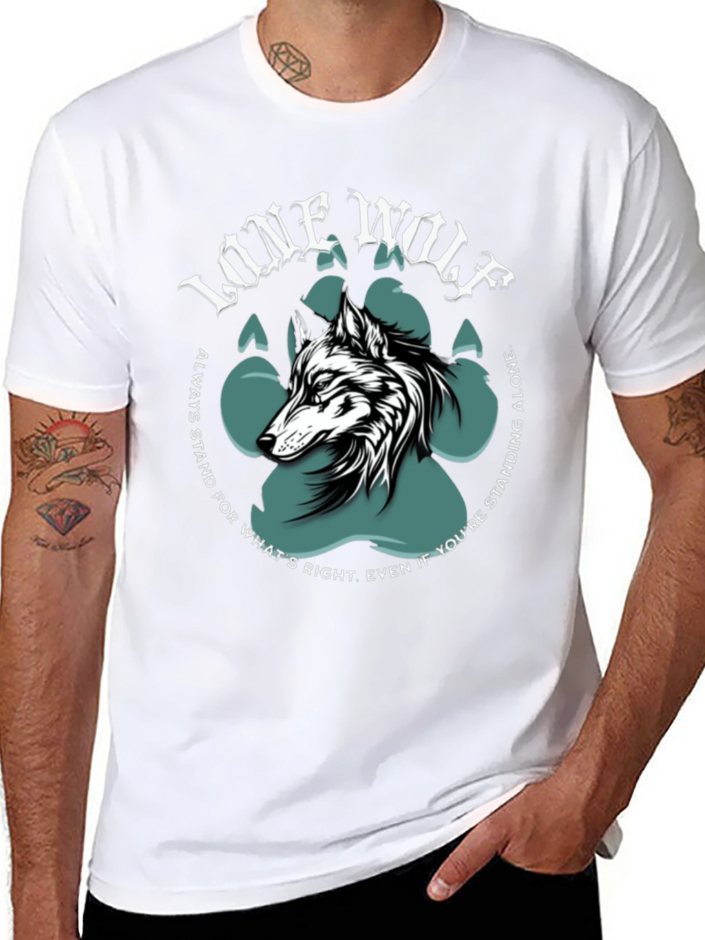Lone Wolf Graphic Print Crew Neck T-Shirt