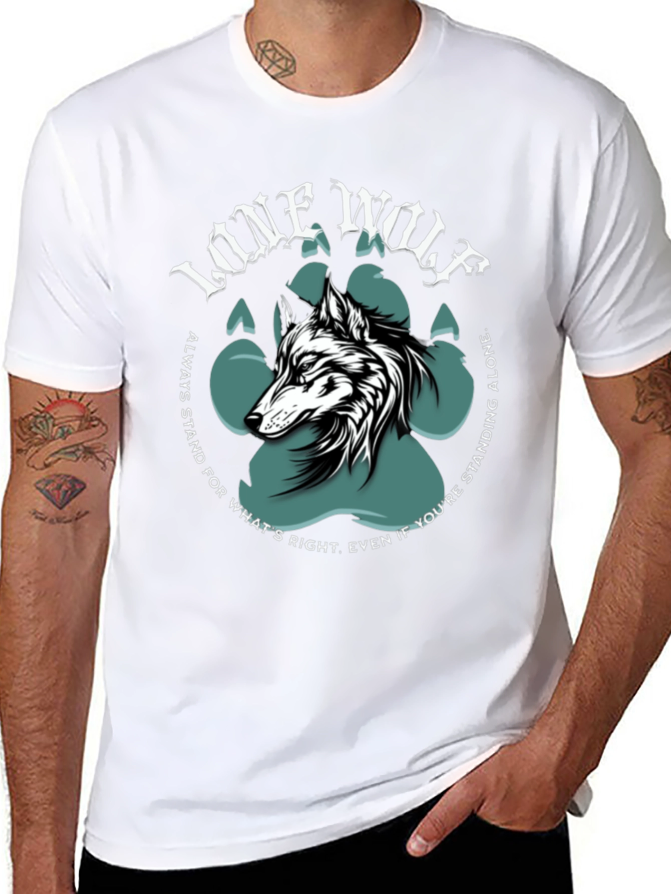 Lone Wolf Graphic Print Crew Neck T-Shirt
