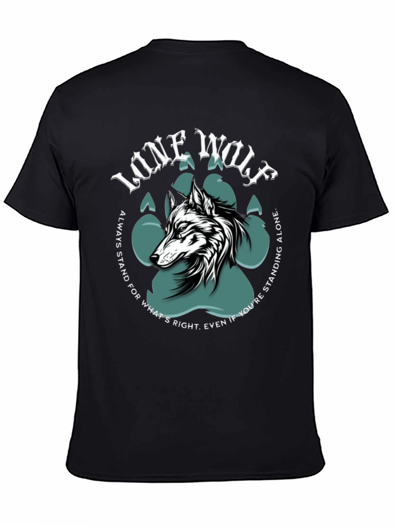 Lone Wolf Graphic Print Crew Neck T-Shirt