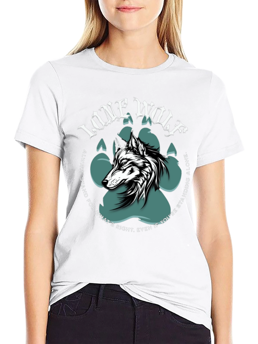 Lone Wolf Graphic Print Crew Neck T-Shirt
