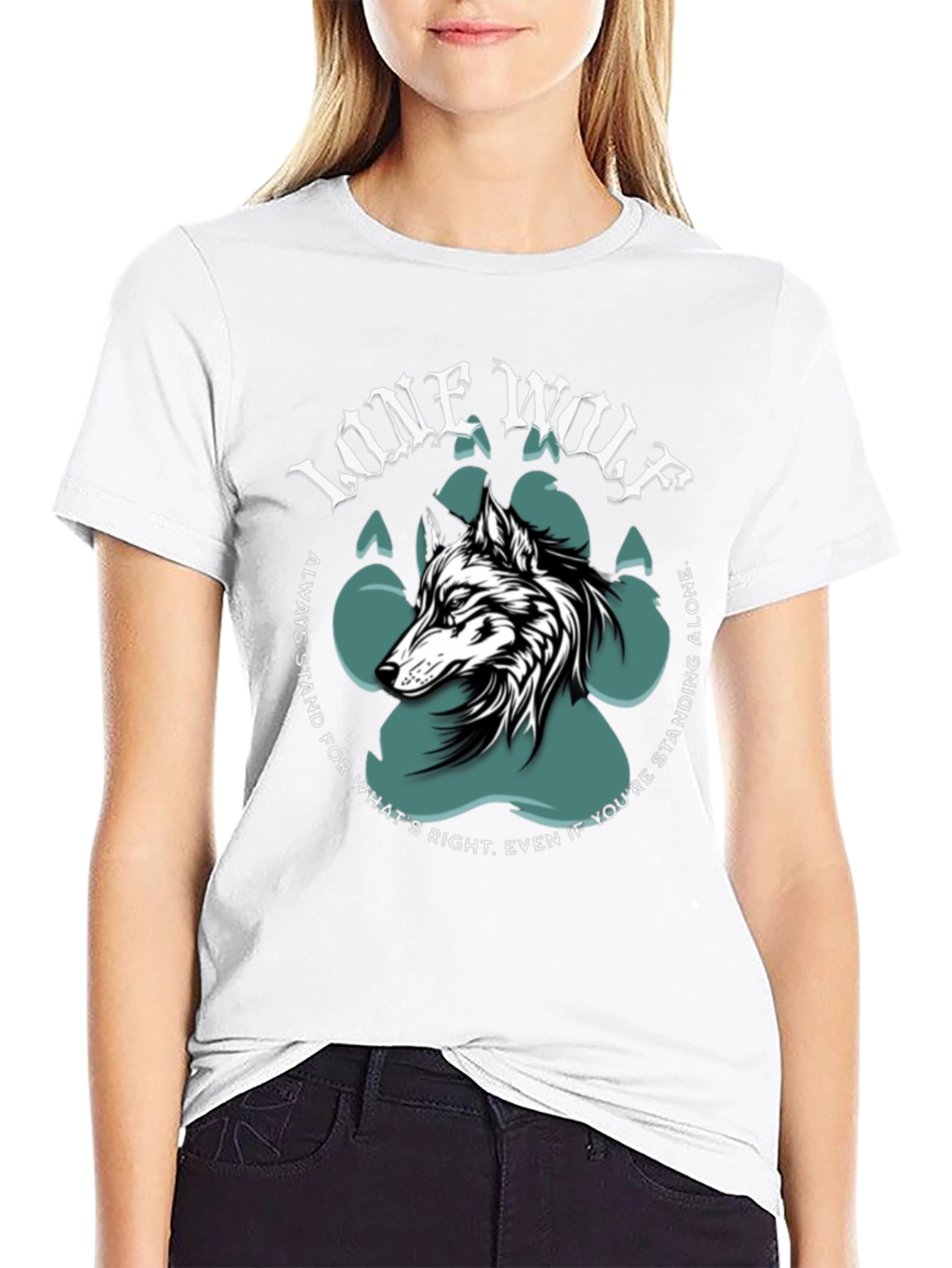 Lone Wolf Graphic Print Crew Neck T-Shirt