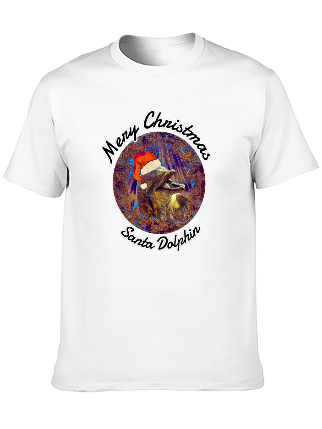 Santa Dolphin Merry Christmas Graphic Tee