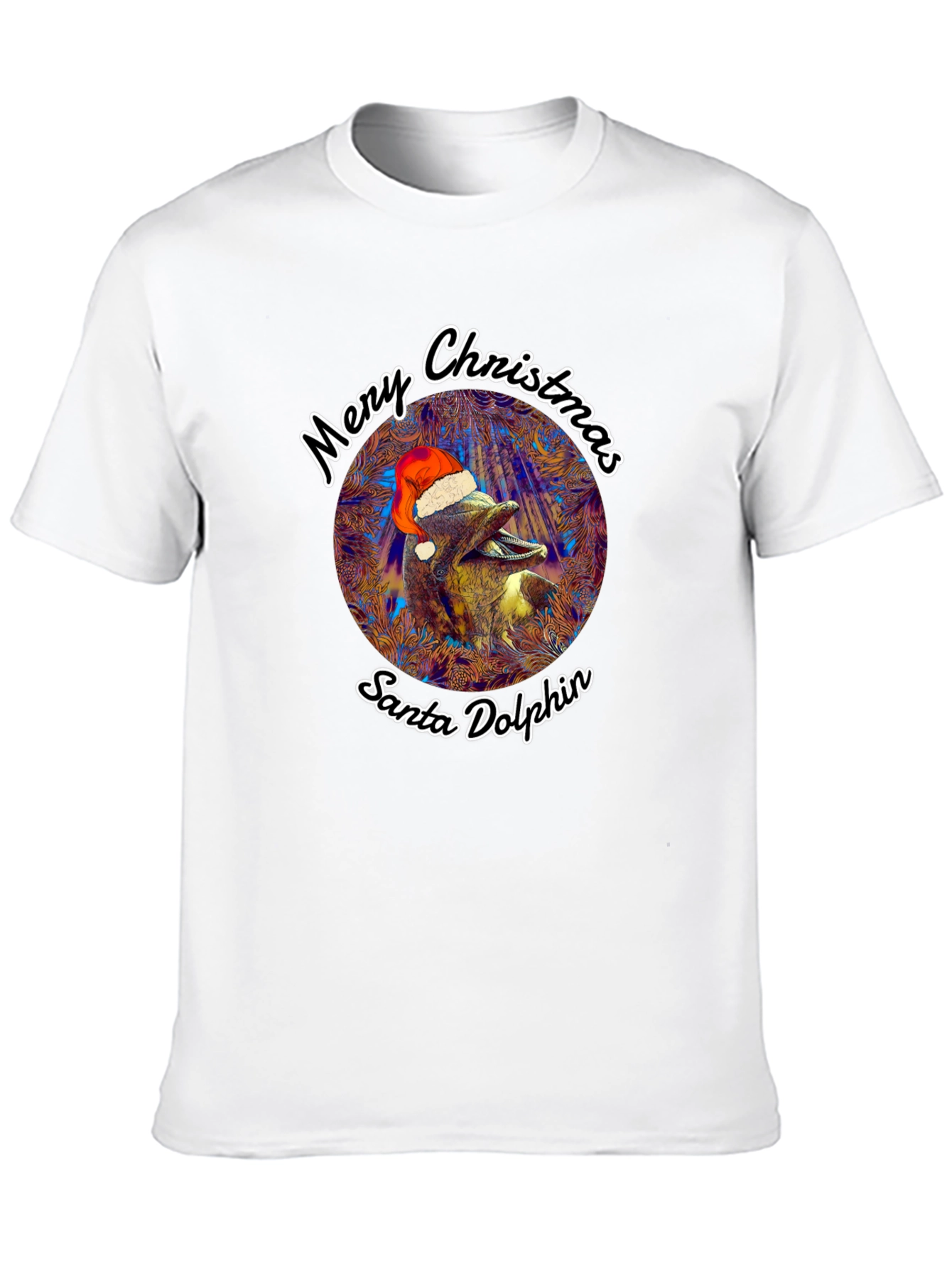 Santa Dolphin Merry Christmas Graphic Tee