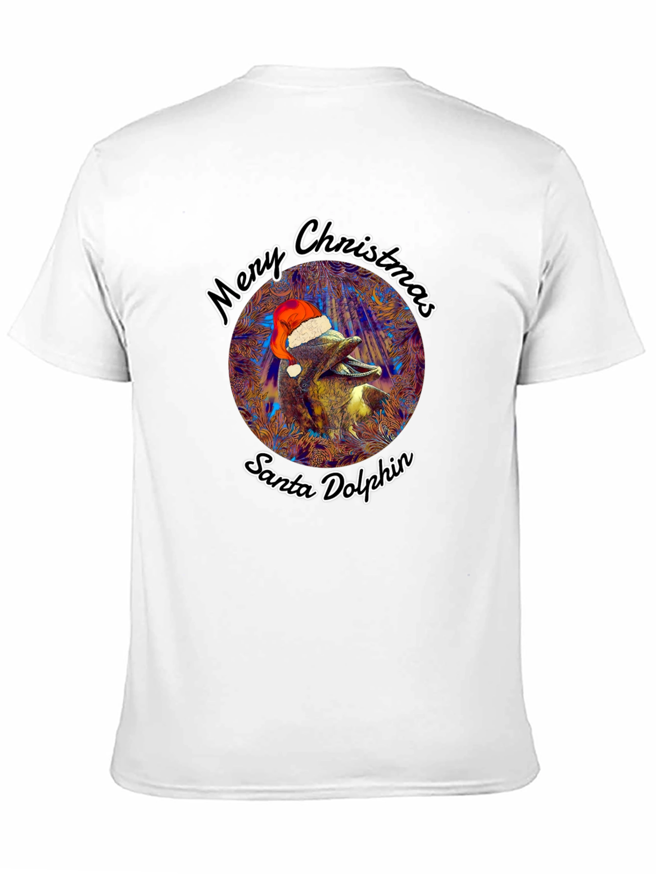 Santa Dolphin Merry Christmas Graphic Tee