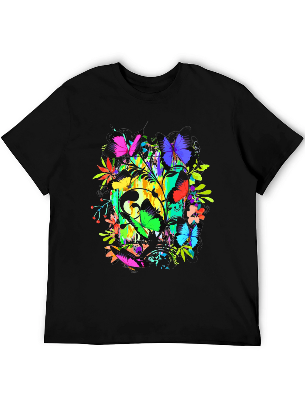 Butterfly Floral Graphic Tee - Vibrant Print
