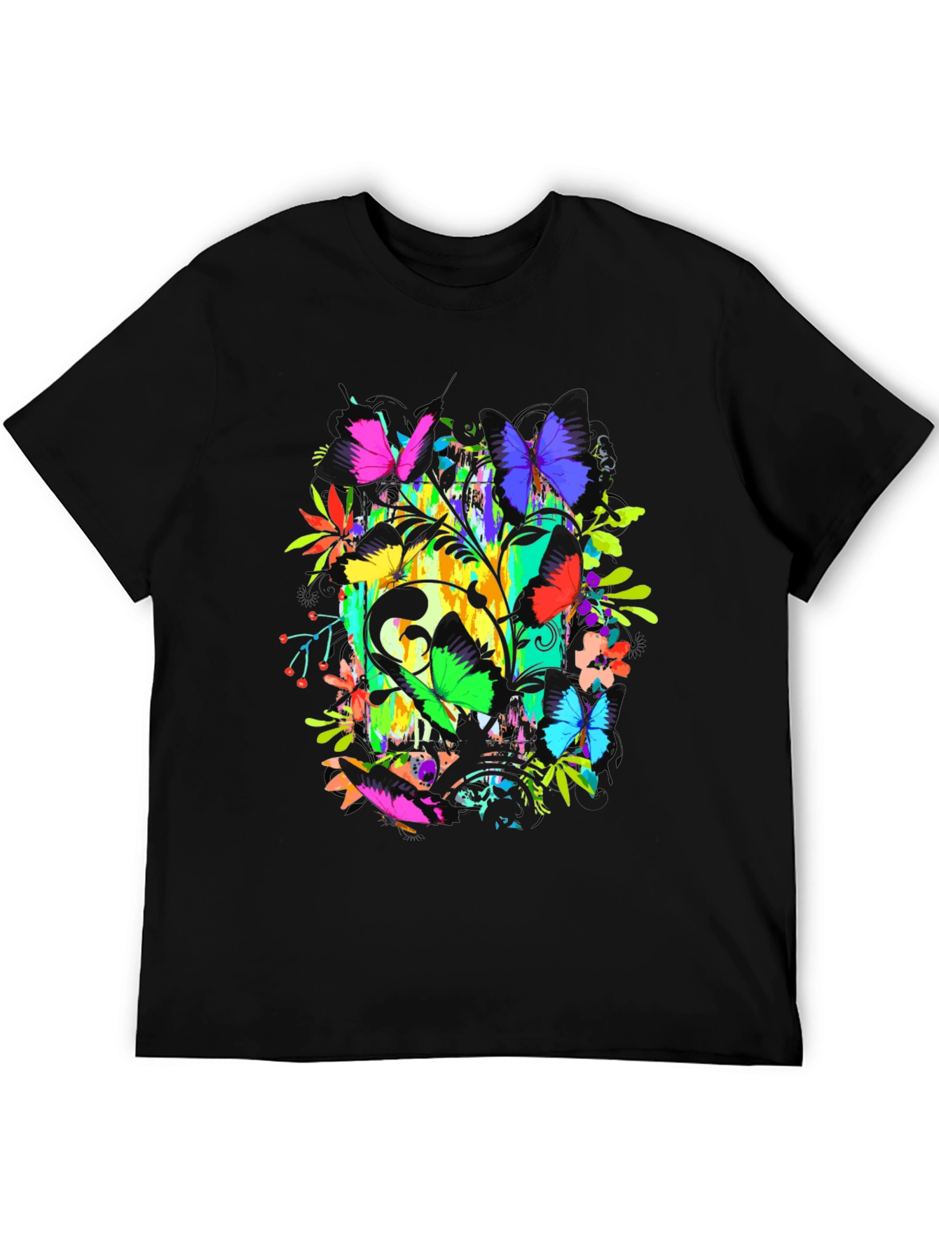 Butterfly Floral Graphic Tee - Vibrant Print