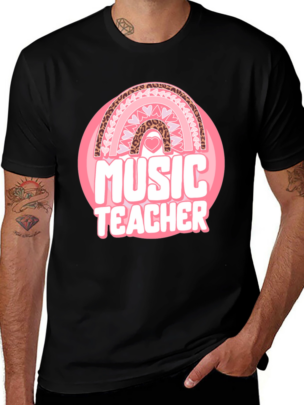 Music Teacher Valentine Rainbow Graphic Tee