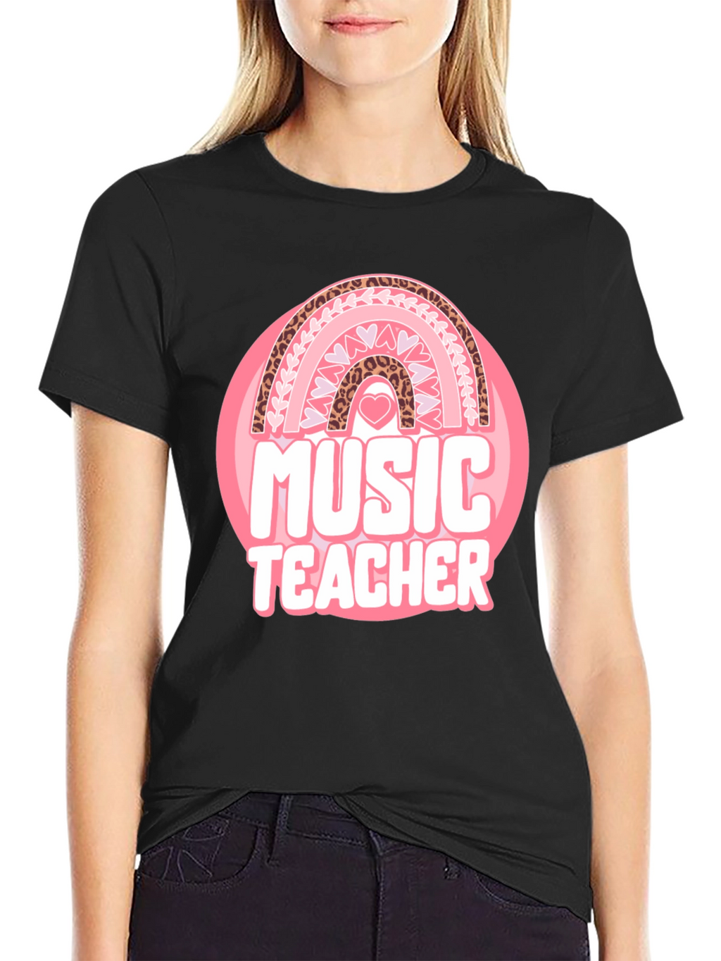 Music Teacher Valentine Rainbow Graphic Tee