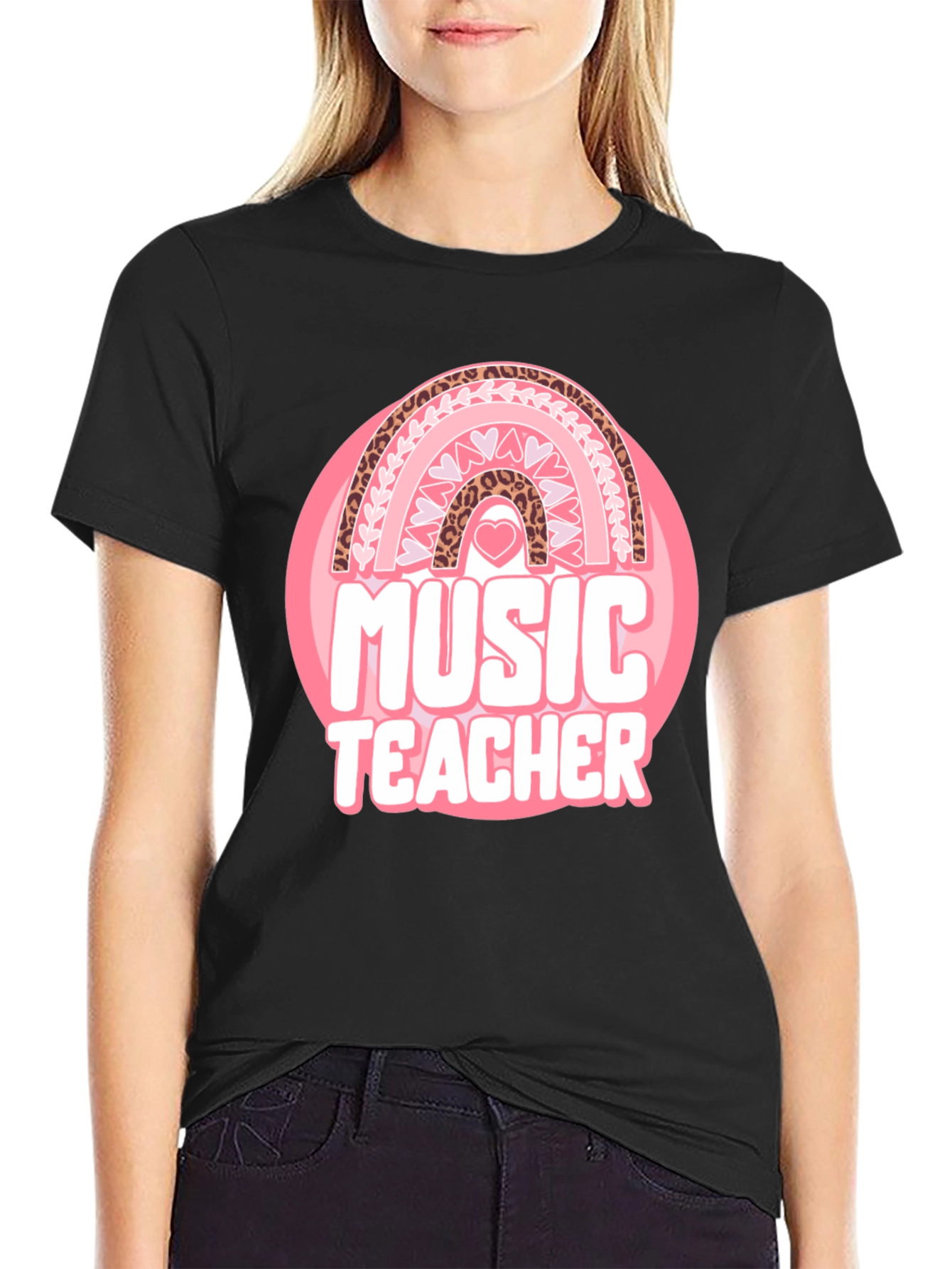 Music Teacher Valentine Rainbow Graphic Tee