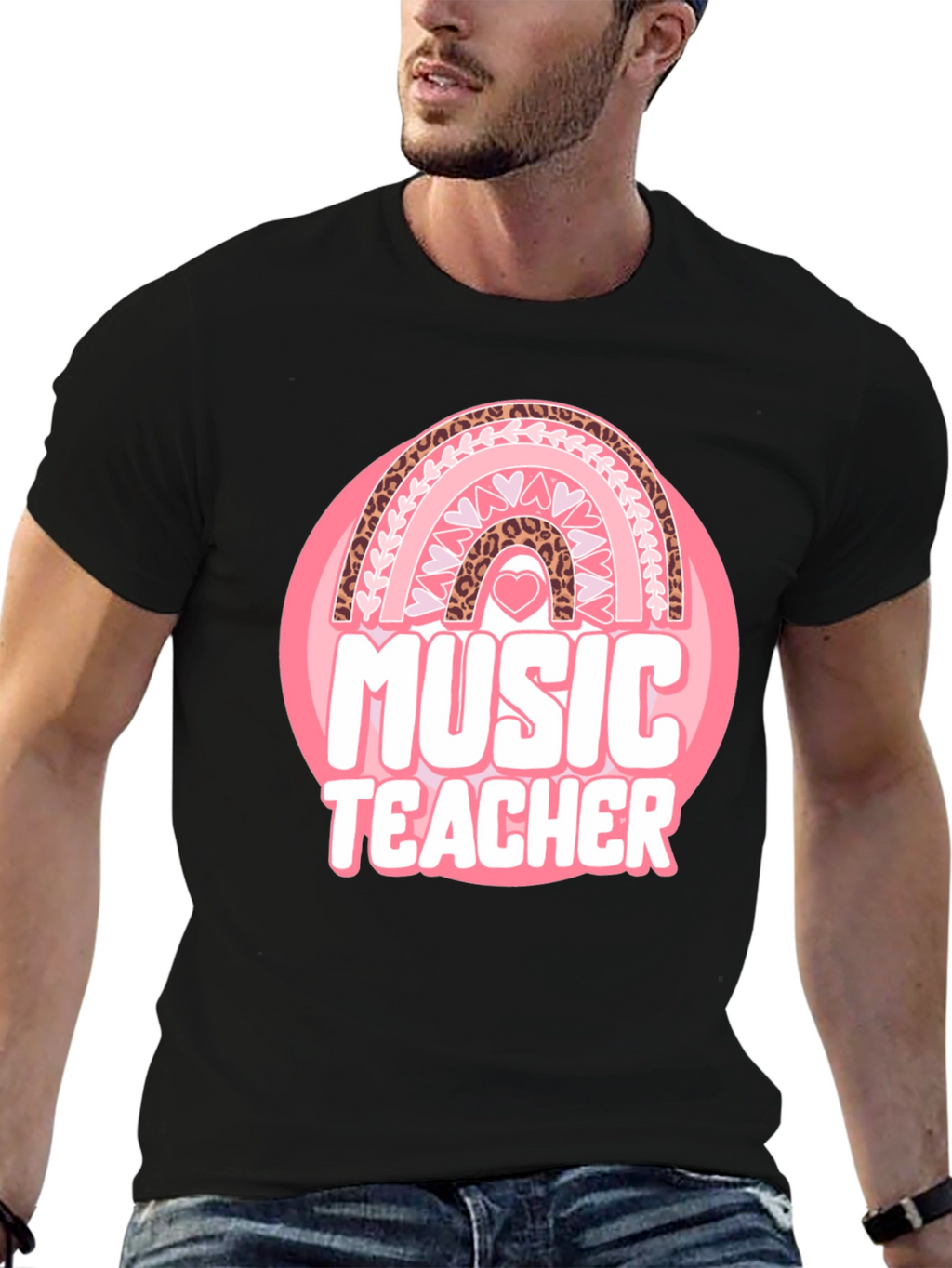 Music Teacher Valentine Rainbow Graphic Tee