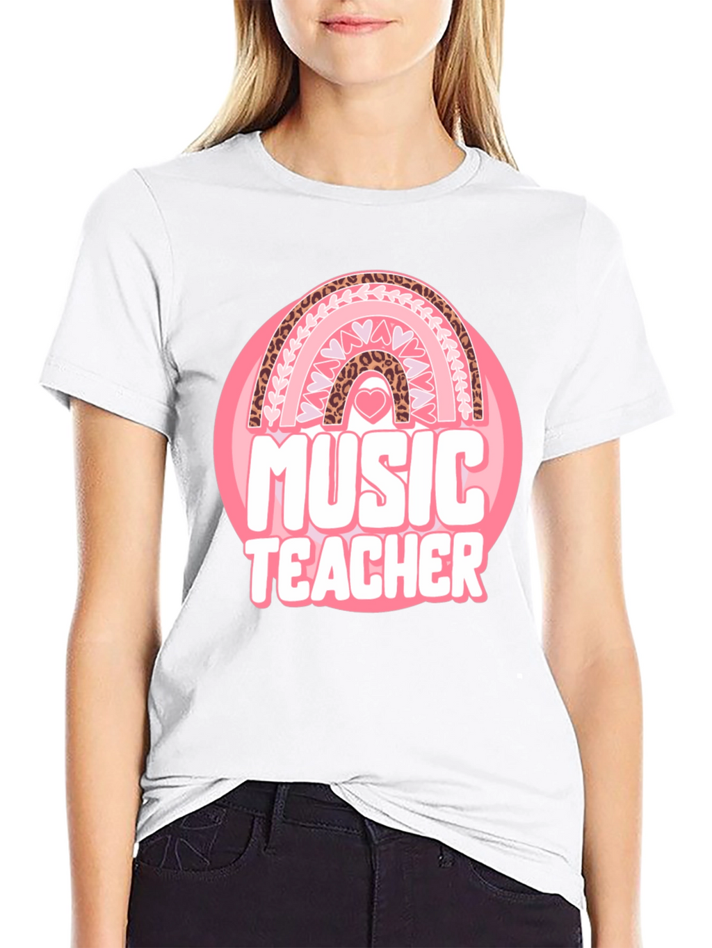 Music Teacher Valentine Rainbow Graphic Tee