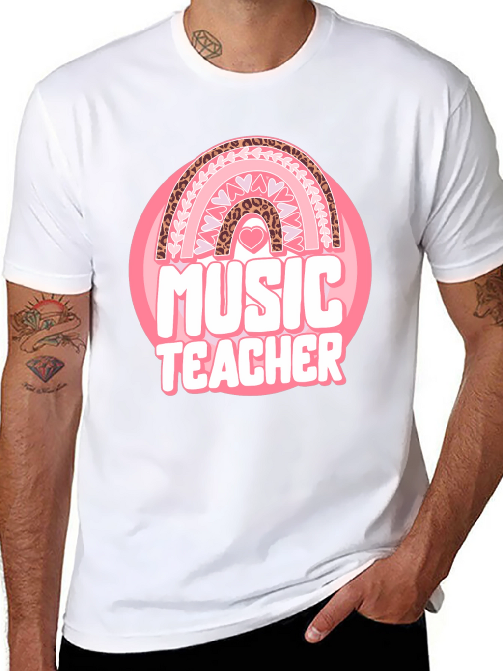 Music Teacher Valentine Rainbow Graphic Tee