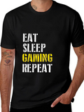 Eat Sleep Gaming Repeat Black T-Shirt