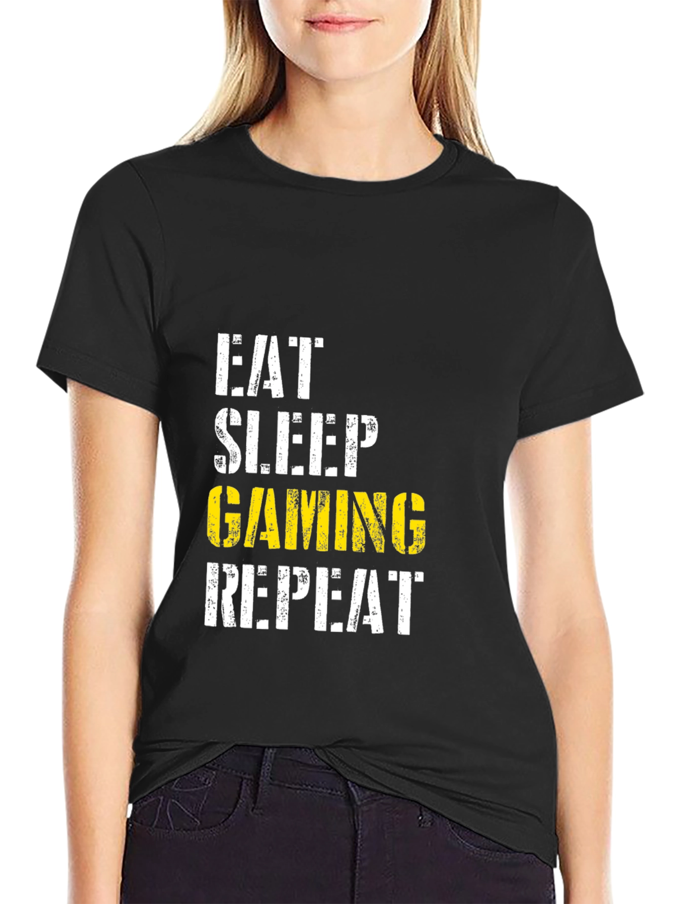 Eat Sleep Gaming Repeat Black T-Shirt