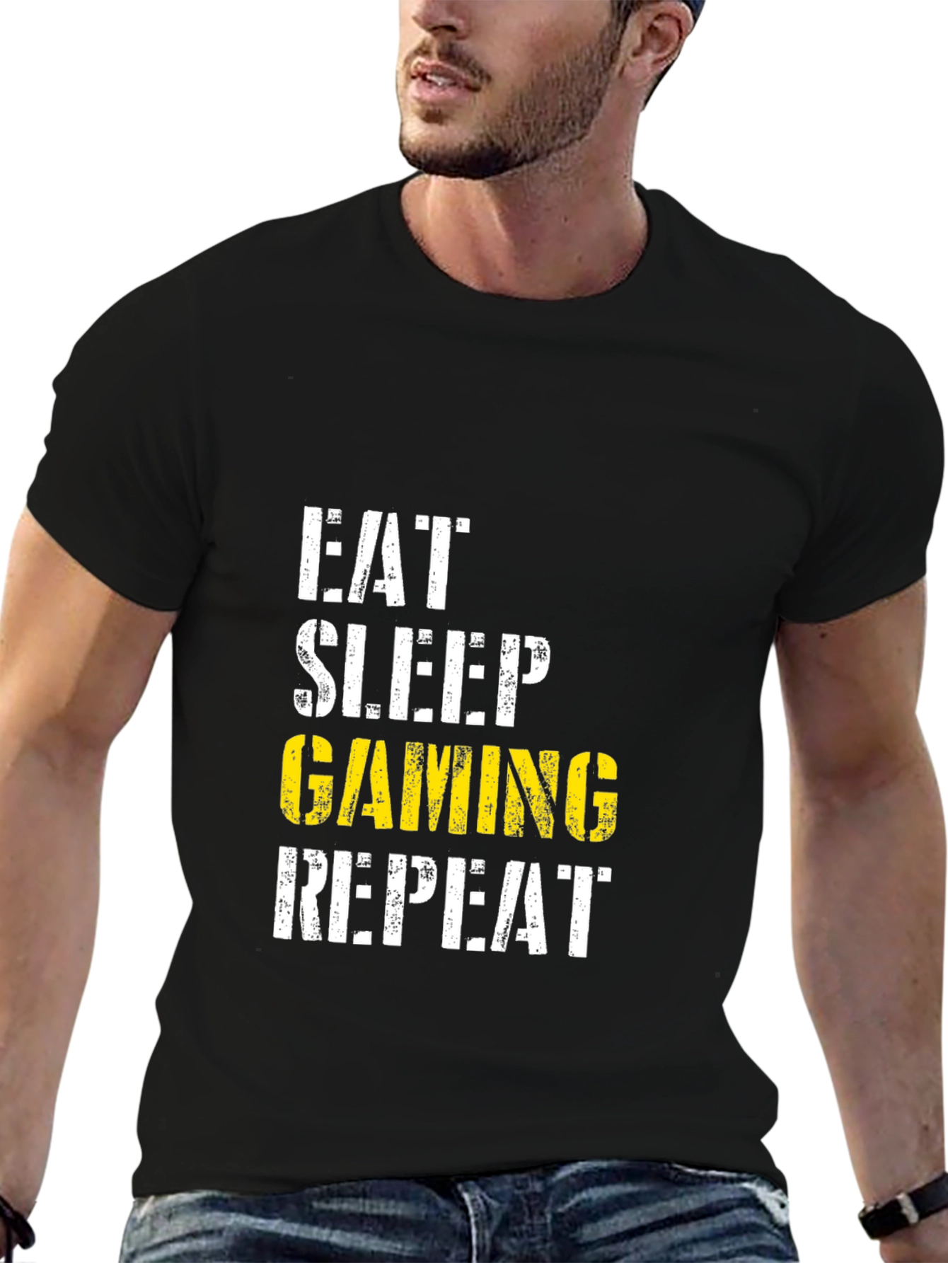 Eat Sleep Gaming Repeat Black T-Shirt