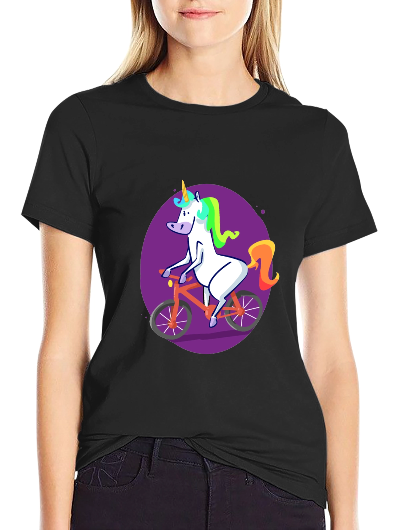Unicorn on Bike Graphic Tee - Quirky & Fun!