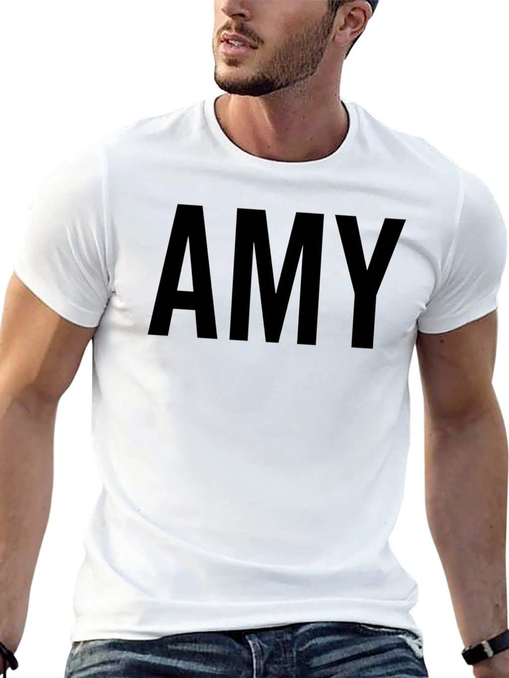 Personalized Amy Black Crew Neck T-Shirt