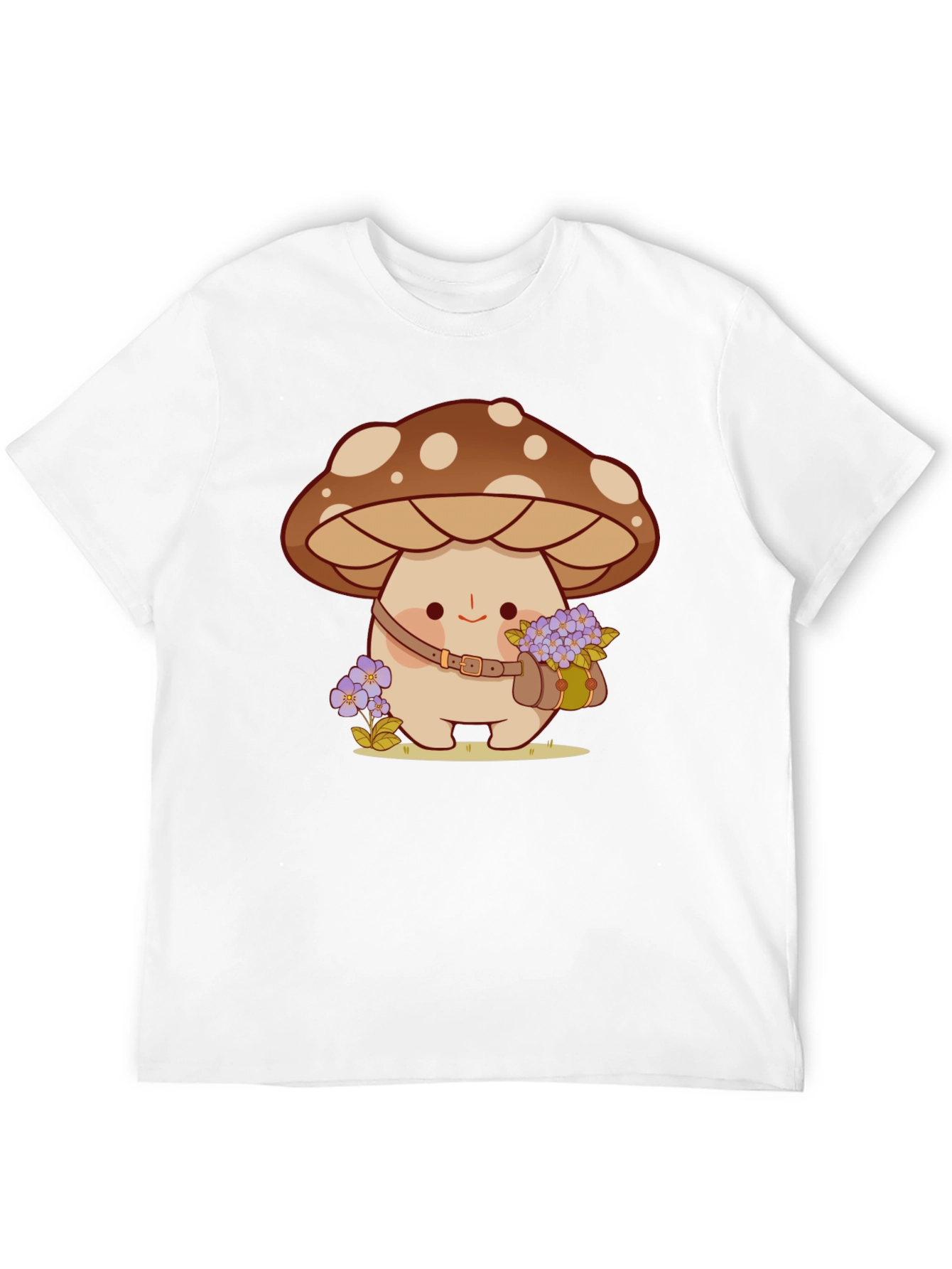 Cute Mushroom Character Black T-Shirt